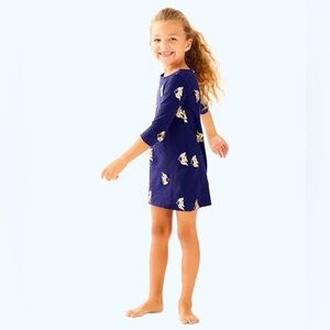 Lilly Pulitzer Mini Preston Dress in Reel It In Fish Print, Girls Size XS (2-3)